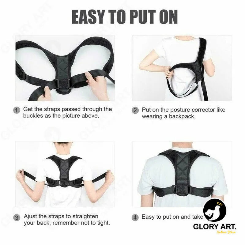 Adjustable Body Posture Corrector Belt - Shoulder Support and Back Pain Relief Brace Belt for Men and Women- GLORY ART