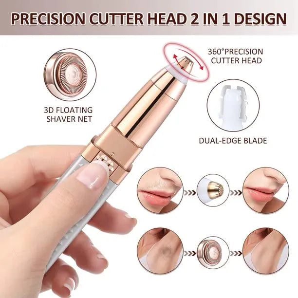 2 in 1 Rechargeable Women's Face Hair Remover Epilator for women Machine for Upper Lip, Chin, Eyebrow, Lips, Body, Arms Hair Remover for Women