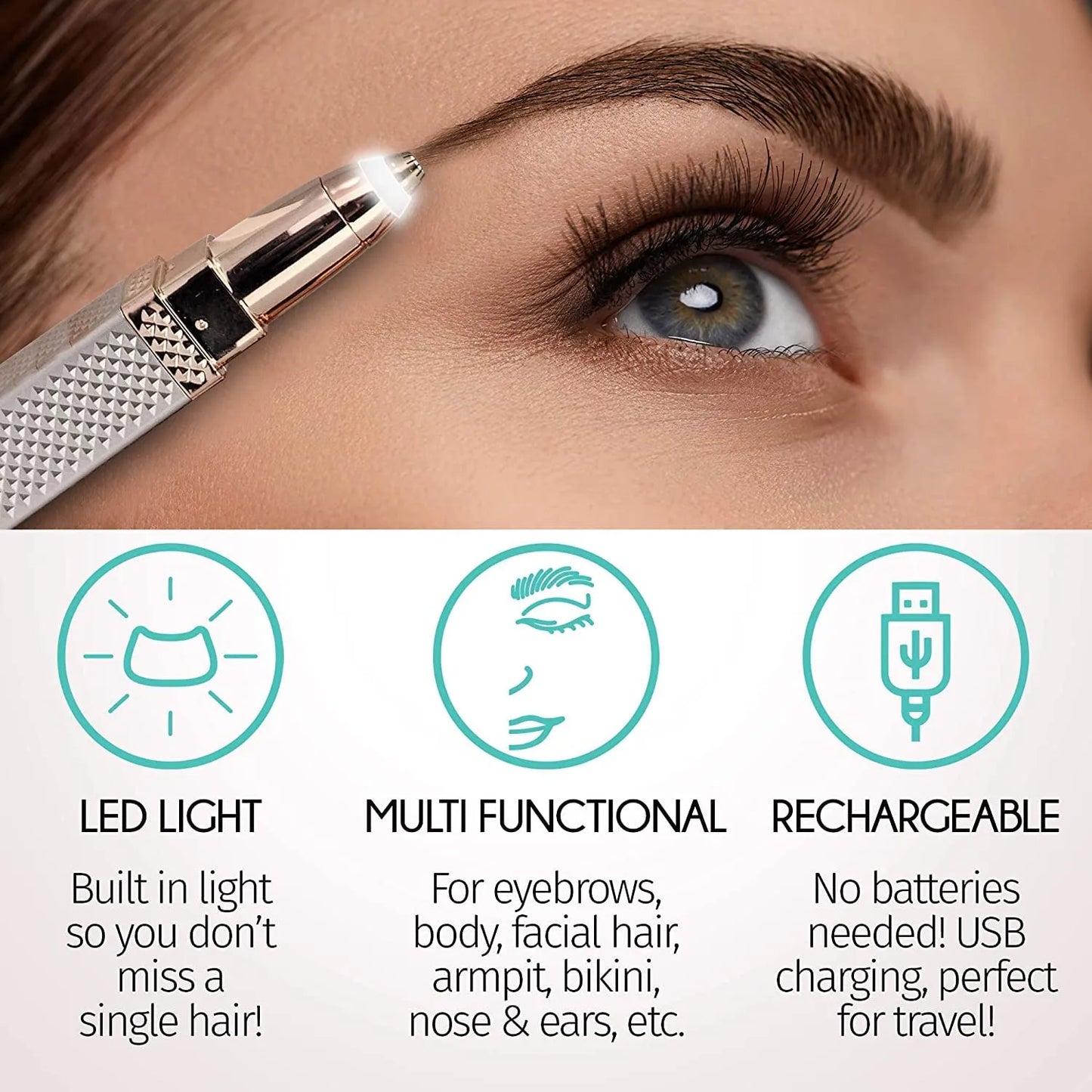 2 in 1 Rechargeable Women's Face Hair Remover Epilator for women Machine for Upper Lip, Chin, Eyebrow, Lips, Body, Arms Hair Remover for Women