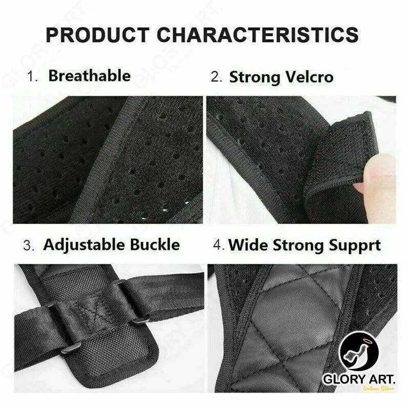 Adjustable Body Posture Corrector Belt - Shoulder Support and Back Pain Relief Brace Belt for Men and Women- GLORY ART