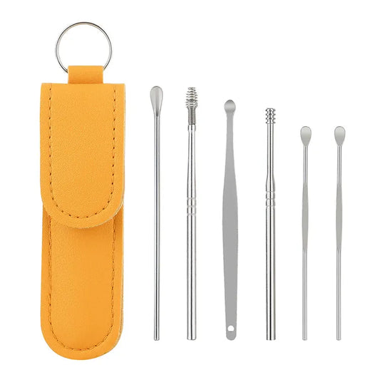 Ear Wax Cleaning Kit, 6 Pcs Ear Pick Tools, Wax Removal Kit, Ear Cleaning Tool Set, Spring Earwax Cleaner Tool for Children and Adult Multicolor