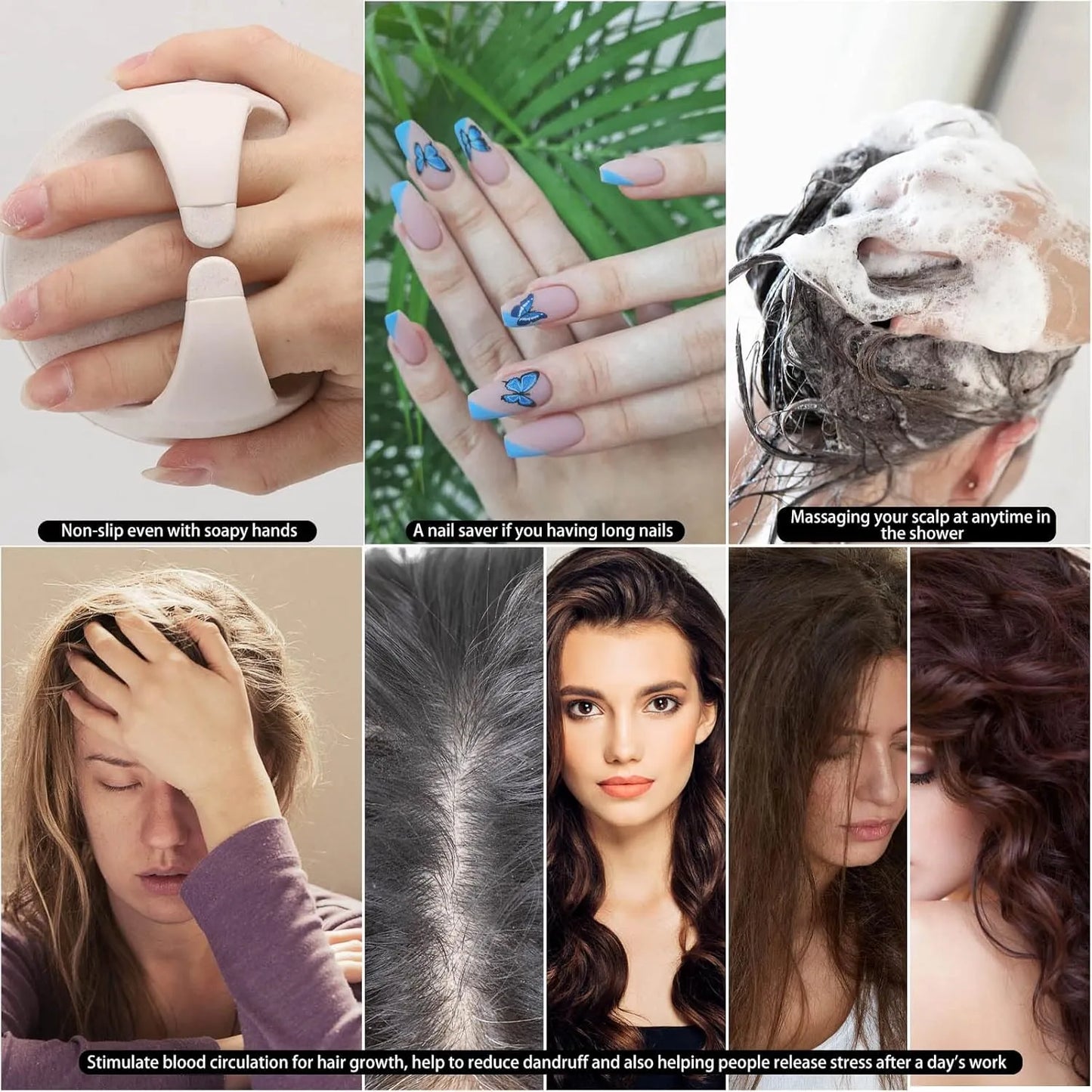 Hair Scalp Massager Shampoo Brush Hair Scrubber Scalp Shampoo Brushes Hair Washing Brush Silicone Scalp Exfoliator for Dandruff Removal