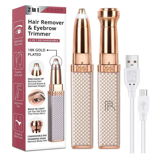 2 in 1 Rechargeable Women's Face Hair Remover Epilator for women Machine for Upper Lip, Chin, Eyebrow, Lips, Body, Arms Hair Remover for Women