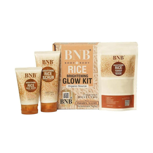 B.N.B Rice Facial Kit 3 in 1 Organic Brightening Glow Korean Face Scrub + Wash + Mask